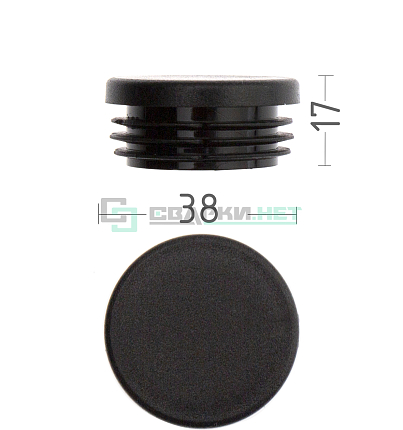 Заглушка внутренняя с рёбрами для труб круглого сечения диаметром 38 мм