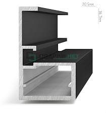 Профиль рамочный узкий, c интегрированной ручкой, черный (анод), L-2700 LINEA - Чертеж