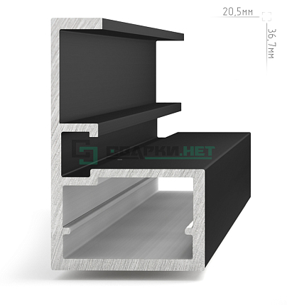 Профиль рамочный узкий, c интегрированной ручкой, черный (анод), L-2700 LINEA