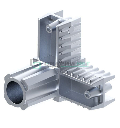 Угловой соединитель 3-х лучевой 25х25х1,2.  с резьбой М10.