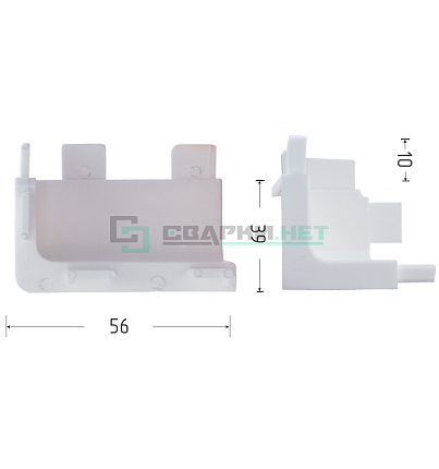 Угол 90 градусов внутренний для профиля L - образного 4464, цвет белый