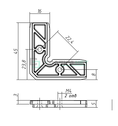 Угол соединительный US002