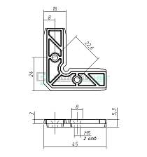 Угол соединительный US006 - Чертеж