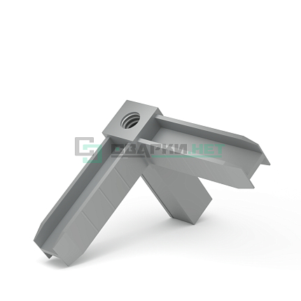 Уголок сборочный серый металлик 3d с отверстием и резьбой М8