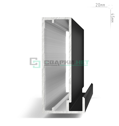 Профиль рамочный широкий, 45х20х8 мм, черный (анод), L-3000 INTEGRO