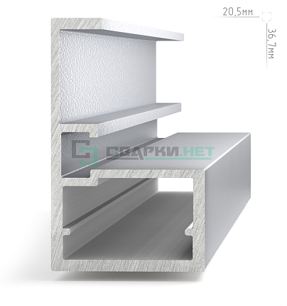 Профиль рамочный узкий, c интегрированной ручкой, серебро (анод), L-2700 LINEA