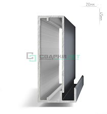 Профиль рамочный широкий, 45х20х8 мм, графит (анод), L-3000 INTEGRO - Чертеж