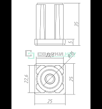 Заглушка 25х25х1,2 .  - Чертеж