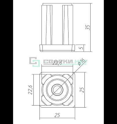 Заглушка 25х25х1,2 . 