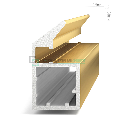 Профиль рамочный узкий, c наклонной ручкой, золото брашированное (анод) L-2700 SECRET