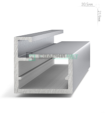 Профиль рамочный узкий, 20х22х8 мм, серебро (анод), L-3000 LINEA - Чертеж