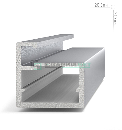 Профиль рамочный узкий, 20х22х8 мм, серебро (анод), L-3000 LINEA