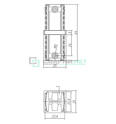 Соединитель профиля 25х25х1,2.  