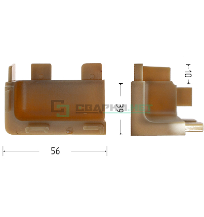 Угол 90 градусов внутренний для профиля L - образного 4464, цвет шампань металлик