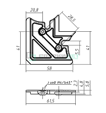 Угол соединительный US001 - Чертеж