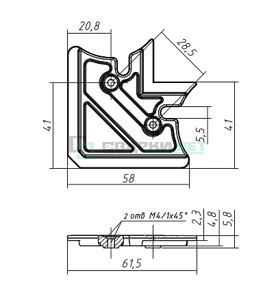 Угол соединительный US001