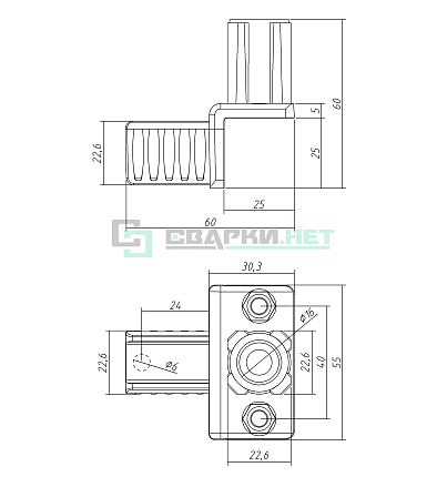 Угловой соединитель накладной с площадкой 25х25х1,2  