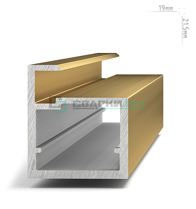 Профиль рамочный узкий, 19х20х8мм, золото браширование (анод), L-3000 INTEGRO