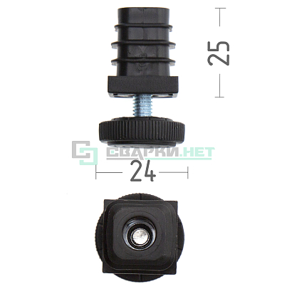 Комплект заглушки для трубы 25х25 мм и резьбовой опоры диаметром 32 мм
