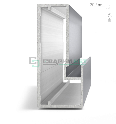 Профиль рамочный широкий, 45х20х20 мм, серебро (анод), L-3000 INTEGRO