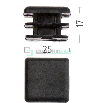 Заглушка пластиковая внутренняя для труб квадратного сечения с внешними габаритами 25х25 мм