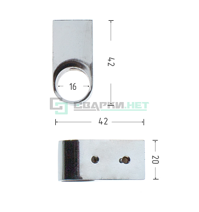 Держатель для рейлинга проходной квадрат d-16