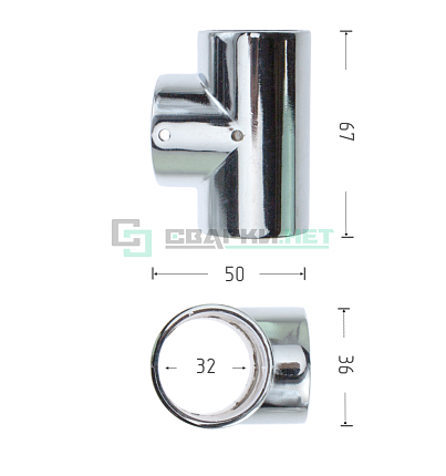 Муфта с 3-мя направлениями T-образная d-32