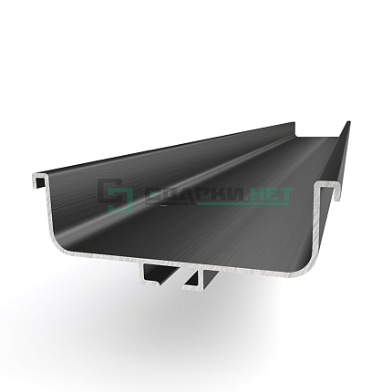 Профиль горизонтальный C - образный, цвет чёрный анодированный с брашировкой 4200 мм 