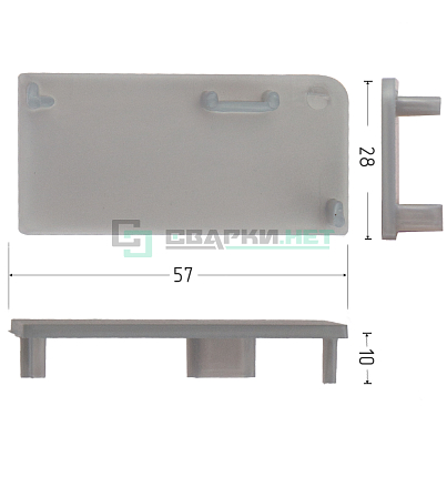 Комплект закрытых заглушек для профиля L - образного 4464, цвет серый металлик
