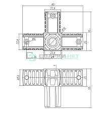 Угловой соединитель 4-х лучевой 25х25х1,2 ,  - Чертеж