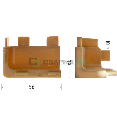 Угол 90 градусов внутренний для профиля L - образного 4464, цвет золото металлик