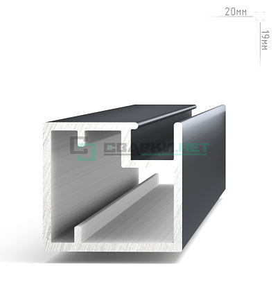 Профиль рамочный узкий, 19х20х19 мм, графит ( анод ), L-3000 INTEGRO