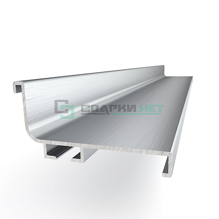 Профиль горизонтальный L - образный, цвет алюминий анодированный с брашировкой 4200 мм 