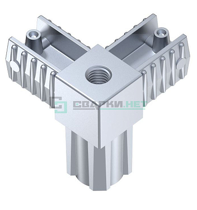 Угловой соединитель 3-х лучевой 25х25х1,2.  с резьбой М10.