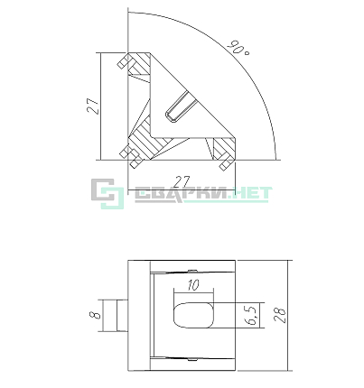 Угол соединительный для конструкционного профиля 30х30  
