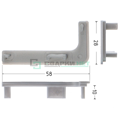 Комплект открытых заглушек для профиля L - образного 4464, цвет серый металлик