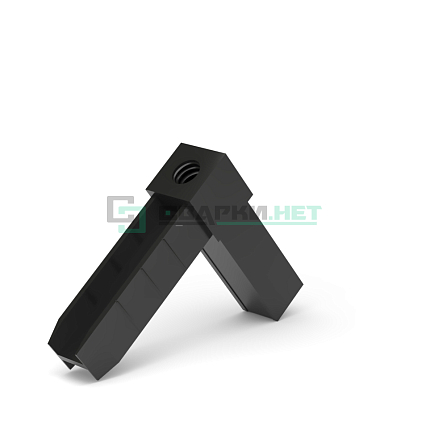 Уголок сборочный черный 2d с отверстием и резьбой М8