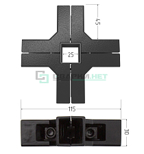 Внешний угловой соединитель 4-х лучевой 25мм со вставкой - Чертеж