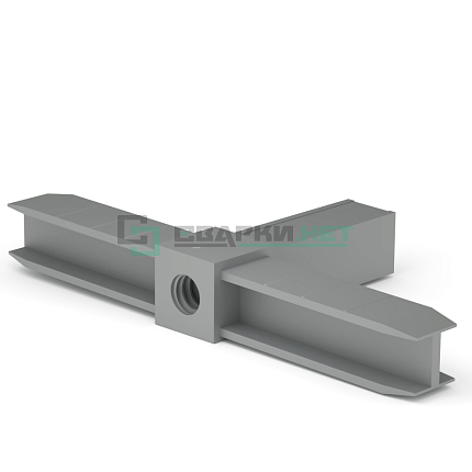 Уголок сборочный серый металлик 3d прямой c отверстием и резьбой М8