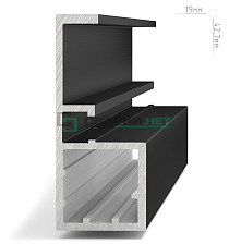 Профиль рамочный узкий, c интегрированной ручкой, черный (анод), L-2700 SECRET - Чертеж