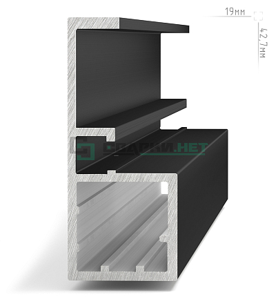 Профиль рамочный узкий, c интегрированной ручкой, черный (анод), L-2700 SECRET