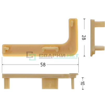 Комплект открытых заглушек для профиля L - образного 4464, цвет золото металлик