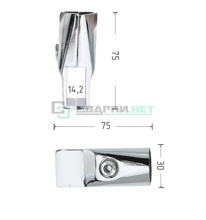Соединитель с 3-мя направлениями (для овальной штанги) 25 мм