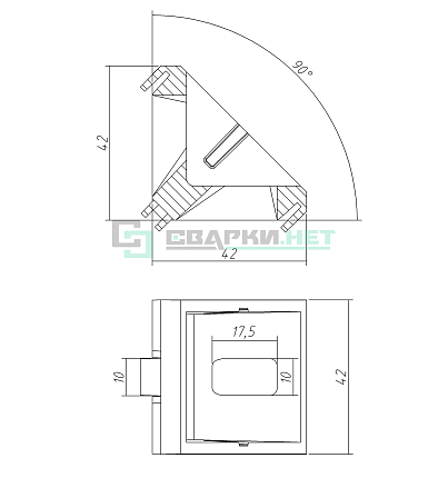 Угол соединительный для конструкционного профиля 45х45  