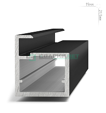 Профиль рамочный узкий, 19х20х8мм, черный (анод), L-3000 INTEGRO - Чертеж