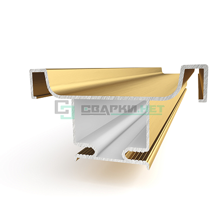Профиль вертикальный промежуточный, цвет золото анодированный с брашировкой 4700 мм 