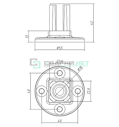 Крепление к плоскости 25х25х1,2  