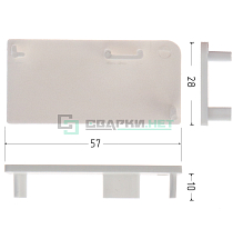 Комплект закрытых заглушек для профиля L - образного 4464, цвет белый - Чертеж
