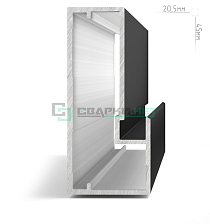 Профиль рамочный широкий, 45х20х20 мм, черный (анод), L-3000 INTEGRO - Чертеж