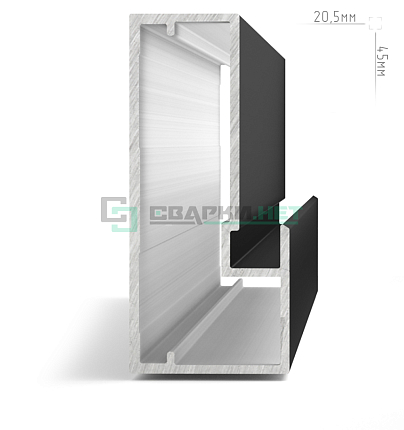 Профиль рамочный широкий, 45х20х20 мм, черный (анод), L-3000 INTEGRO